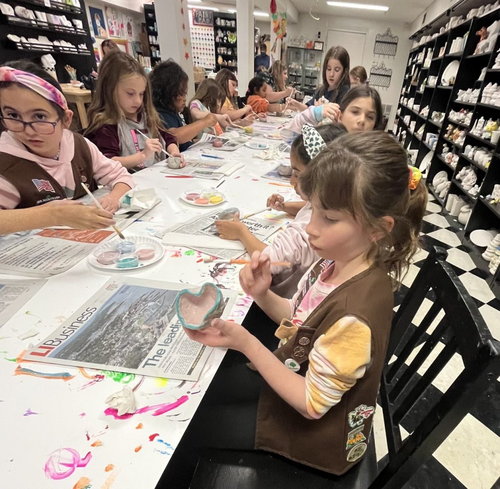 Young artists creating imaginative clay sculptures at a clay party in Bergen County, NJ